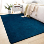Softlife Navy Blue Area Rugs, 4X6 Washable Bedroom Rug Living Room Rug, Soft Fluffy Fuzzy Carpet Bedside Rug Indoor Non-Slip Rug