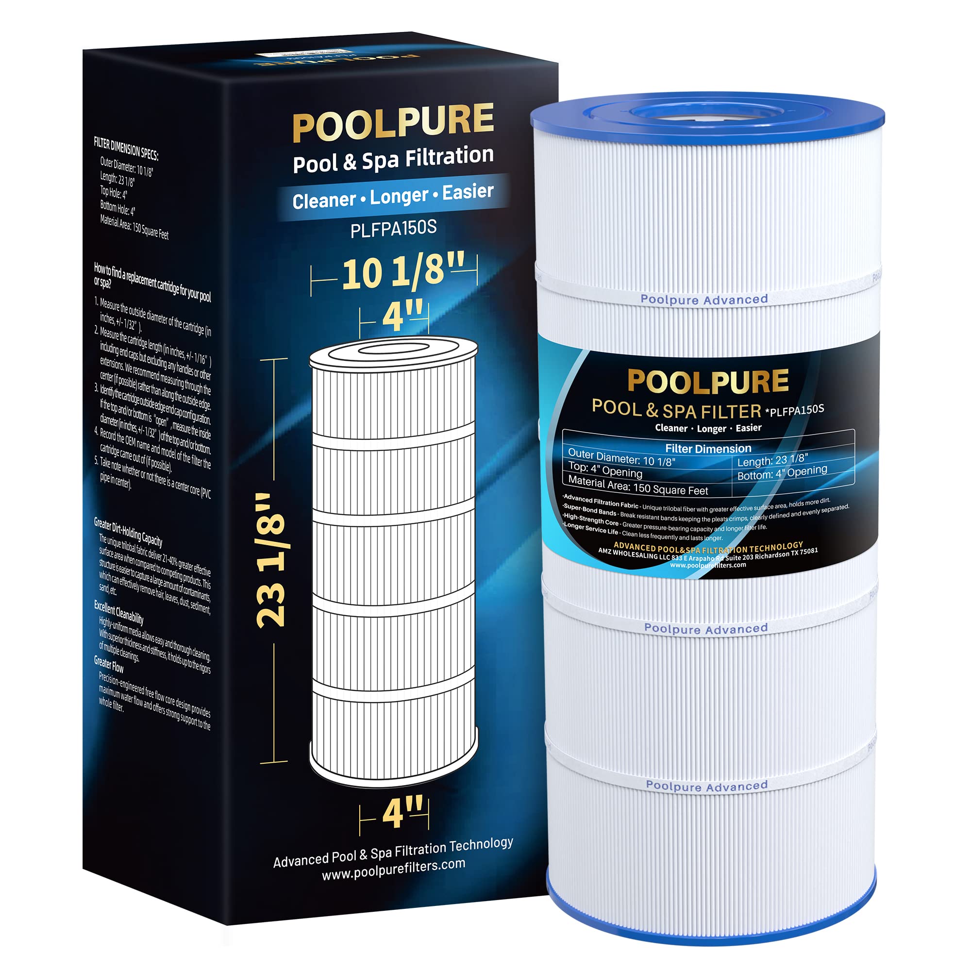 Poolpure Pa150S Pool Filter Replaces Hayward Cx150Xre, Hayward Swimclear C150S, 150 Sq.Ft Filter Cartridge 1 Pack