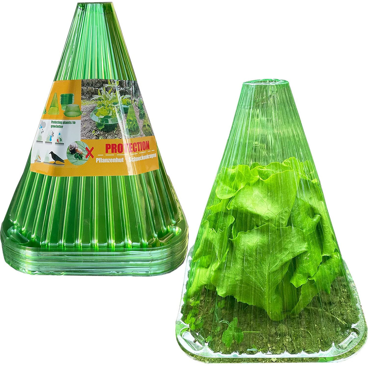 Fshow Garden Cloches,20 Pack Reusable Plant Bell Cover,Bell Jar Cloches For Protection Against Sun, Frost, Snails Etc. (Green)