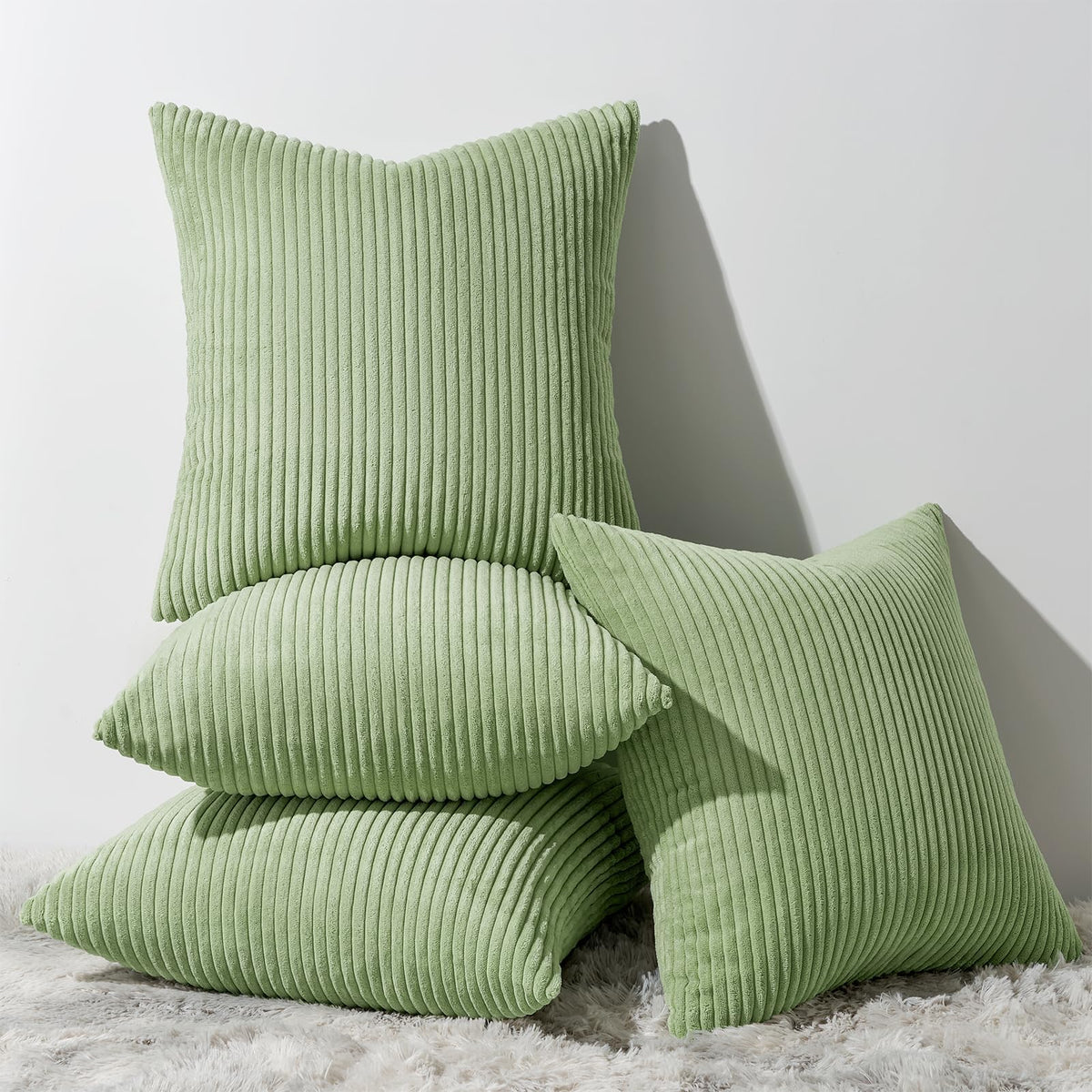 Topfinel Decorative Sage Green Throw Pillow Covers Cushion Cases, Set Of 4 Soft Velvet Modern Double-Sided Designs Match For Hom