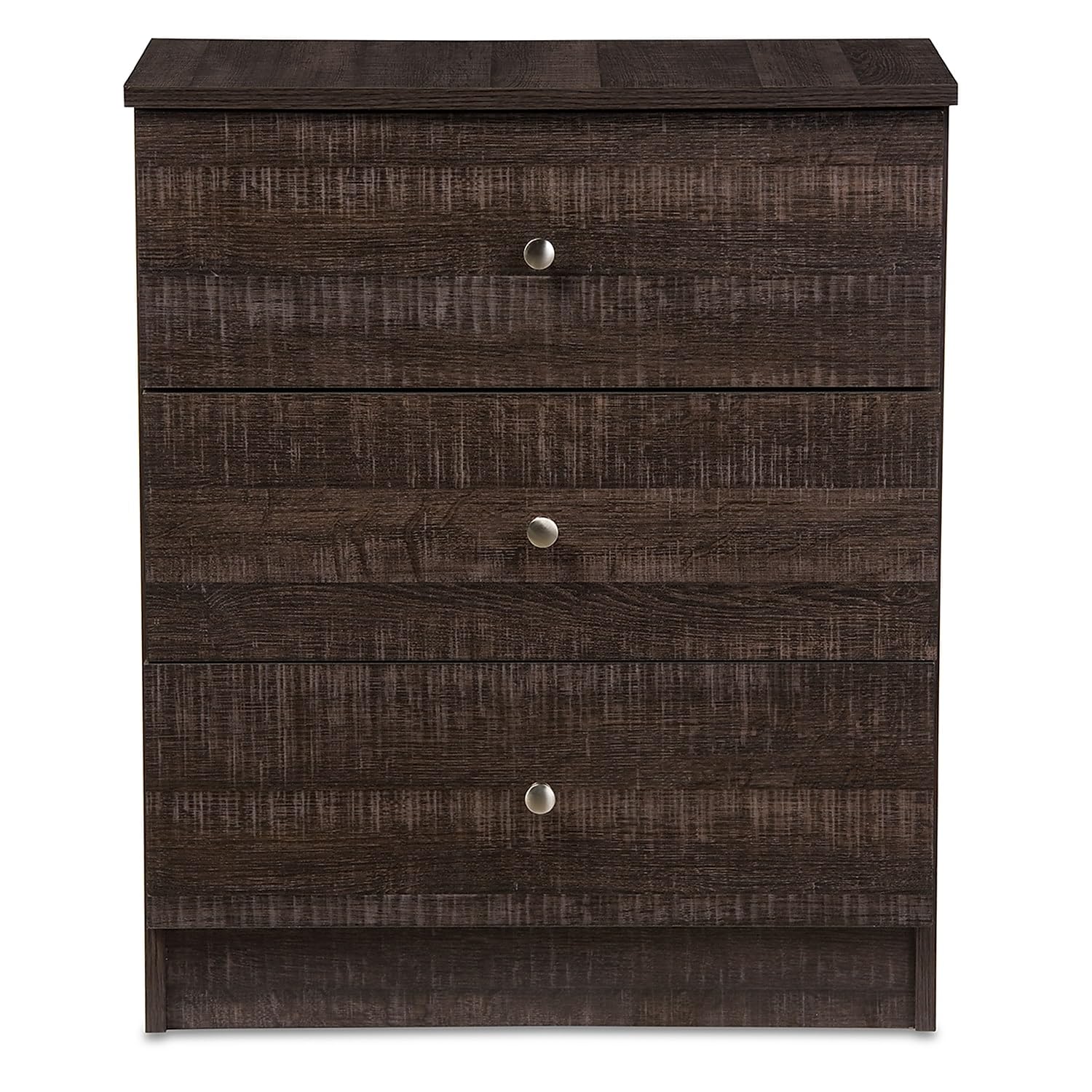 Baxton Studio Decon 25.6-Inch High 3-Drawer Chest, Brown (119-6495-Hit)