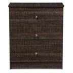 Baxton Studio Decon 25.6-Inch High 3-Drawer Chest, Brown (119-6495-Hit)