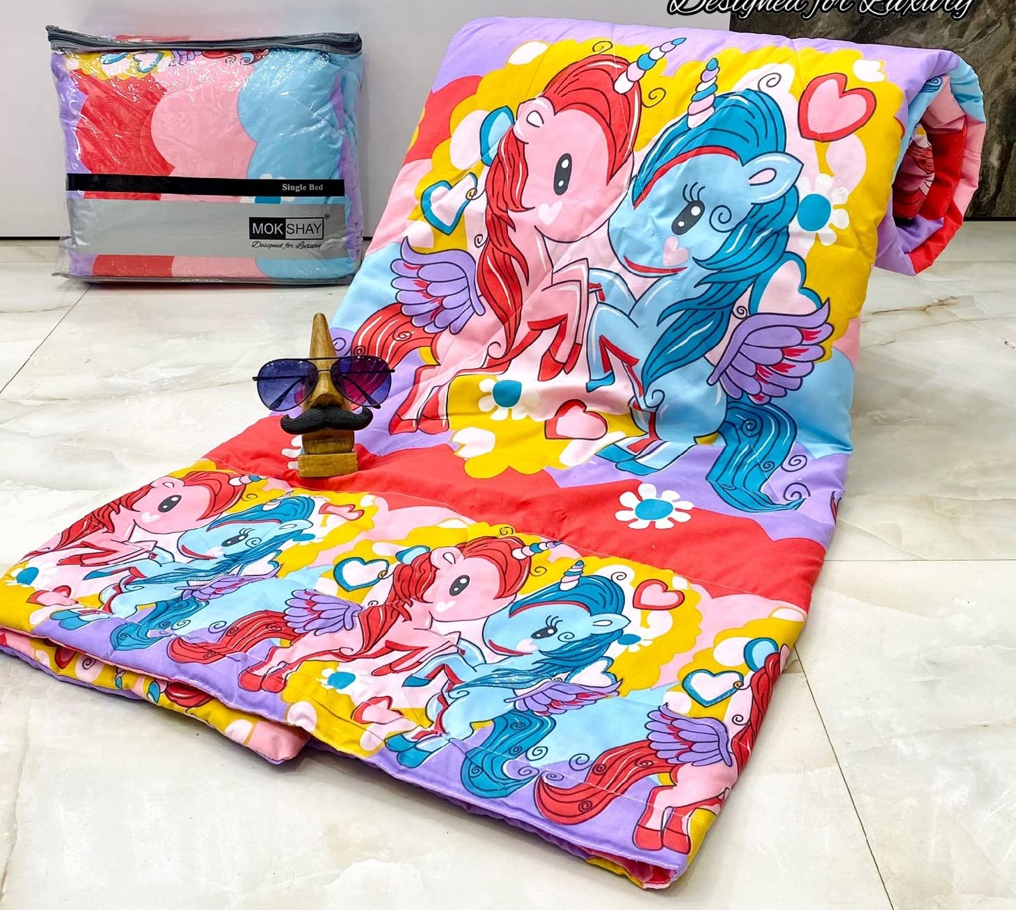 Yetli Glace Cotton Singel Bed Comforter Print And Kids Ac Room/Blanket, Size 60 X 90 Pack Of 1 Pcs, (Vt2032 Uicon