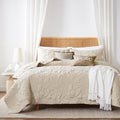 Wdcozy Coastal Beach Beige Twin Size Quilt Bedding Sets, Nautical Tropical Ocean Bedspread, Scallop Seashell Soft Coverlet, Ligh