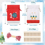 Gwhole 2024 Advent Calendar Fill Your Own Christmas Drawstring Bags With Countdown Stickers Printed 24Pcs