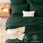 Cozylux King Seersucker Comforter Set With Emerald Green Bed In A Bag 7-Piece All Season Bedding Set With Comforter, Pillow Sham, Flat Sheet, Fitted Sheet, Pillowcase