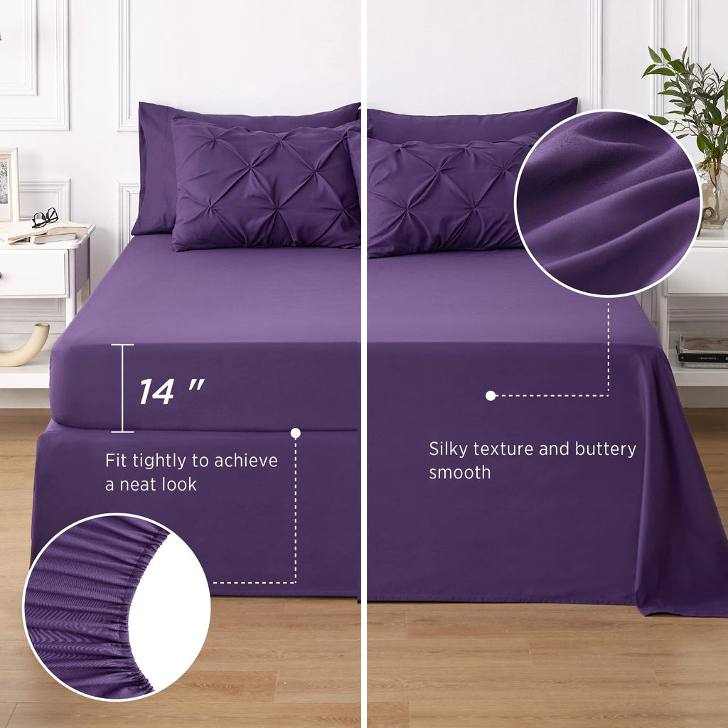 Bedsure Full Size Comforter Sets - Bedding Sets Full 7 Pieces, Bed In A Bag Purple Bed Sets With Comforter, Sheets, Pillowcases