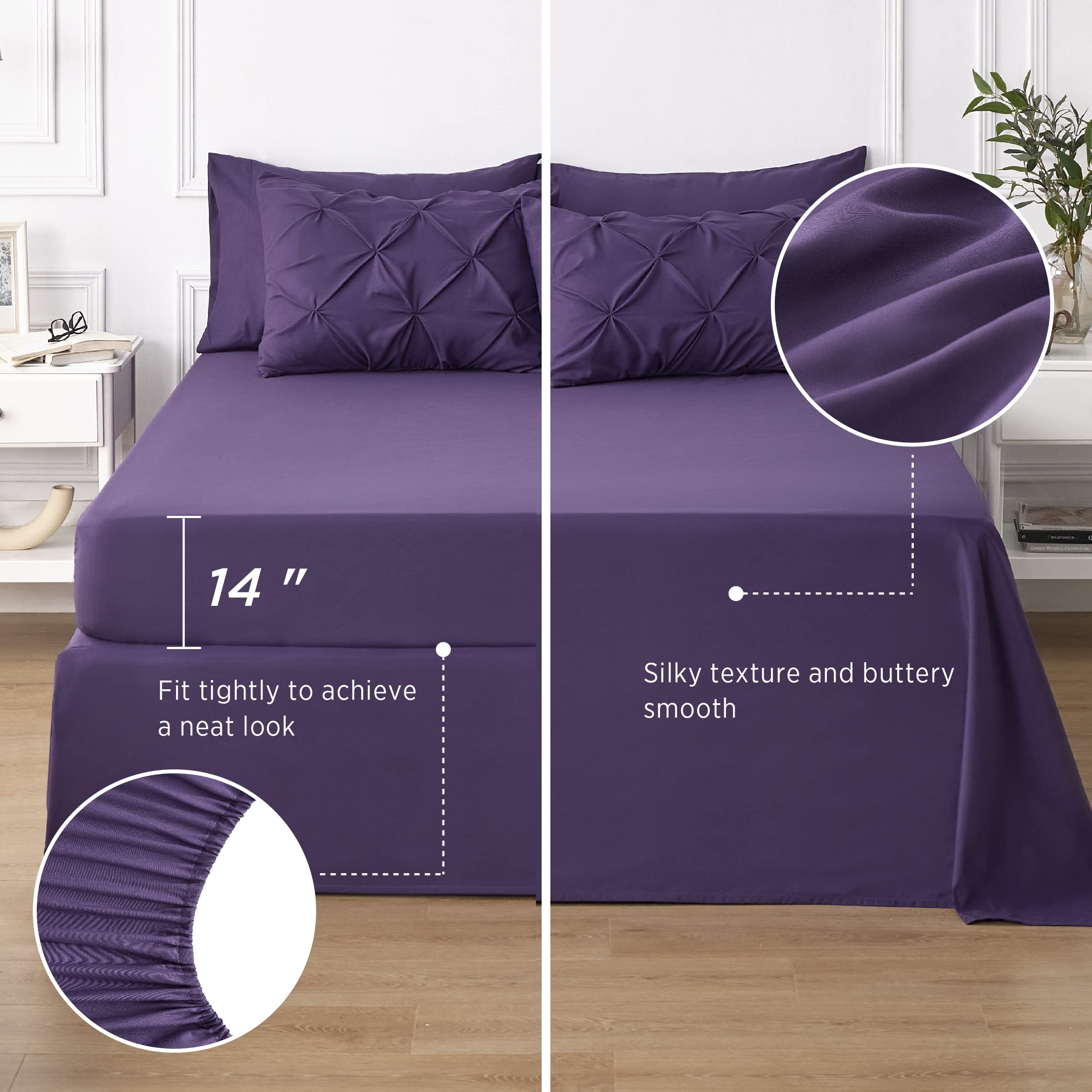 Bedsure Full Size Comforter Sets - Bedding Sets Full 7 Pieces, Bed In A Bag Purple Bed Sets With Comforter, Sheets, Pillowcases