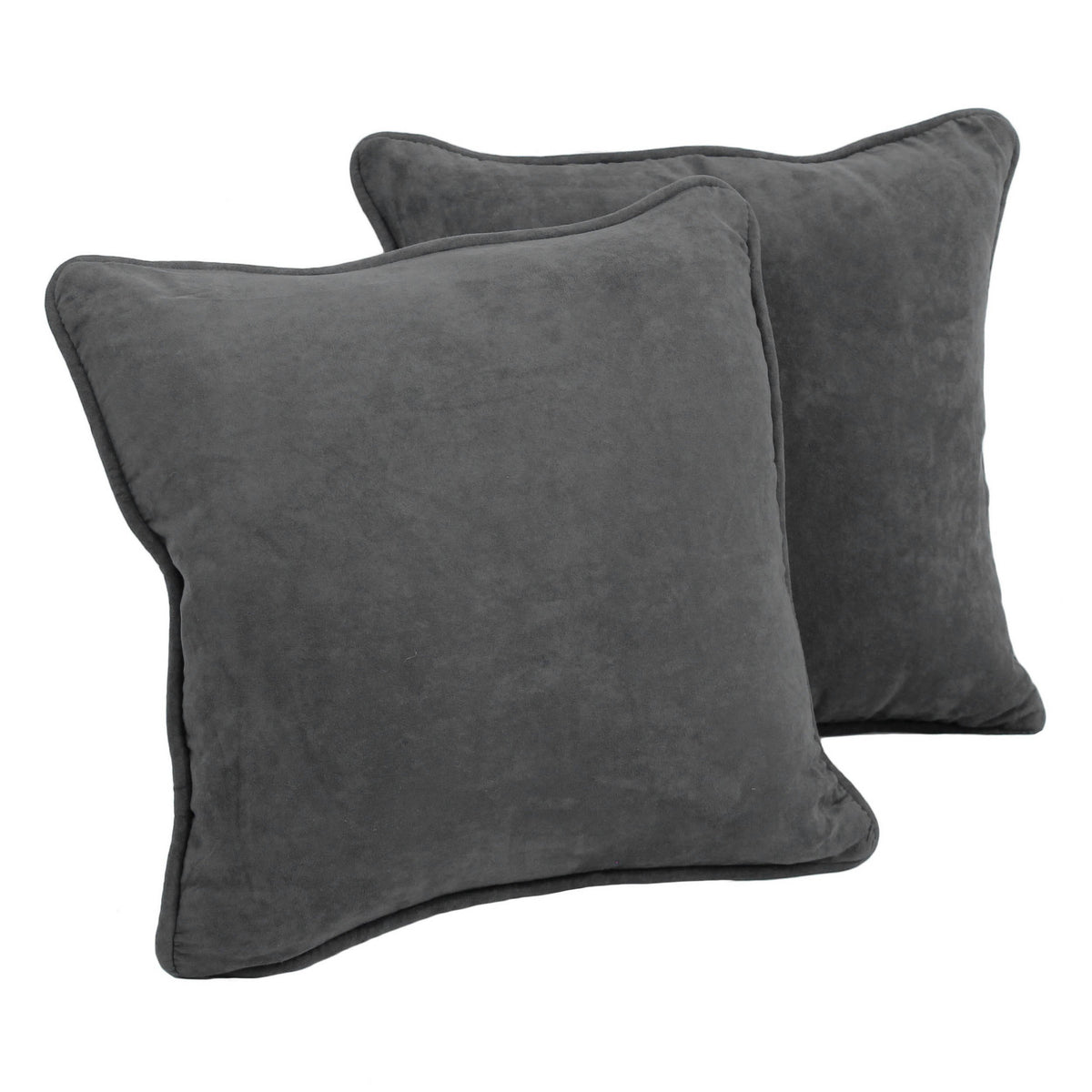 Blazing Needles Corded Microsuede Throw Pillow, 18&quot;, Steel Grey 2 Count