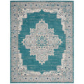 Nourison Passion Bohemian Turquoise Grey 8' x 10' Area-Rug, Easy-Cleaning, Non Shedding, Bed Room, Living Room, Dining Room, Kit