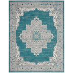 Nourison Passion Bohemian Turquoise Grey 8' x 10' Area-Rug, Easy-Cleaning, Non Shedding, Bed Room, Living Room, Dining Room, Kit
