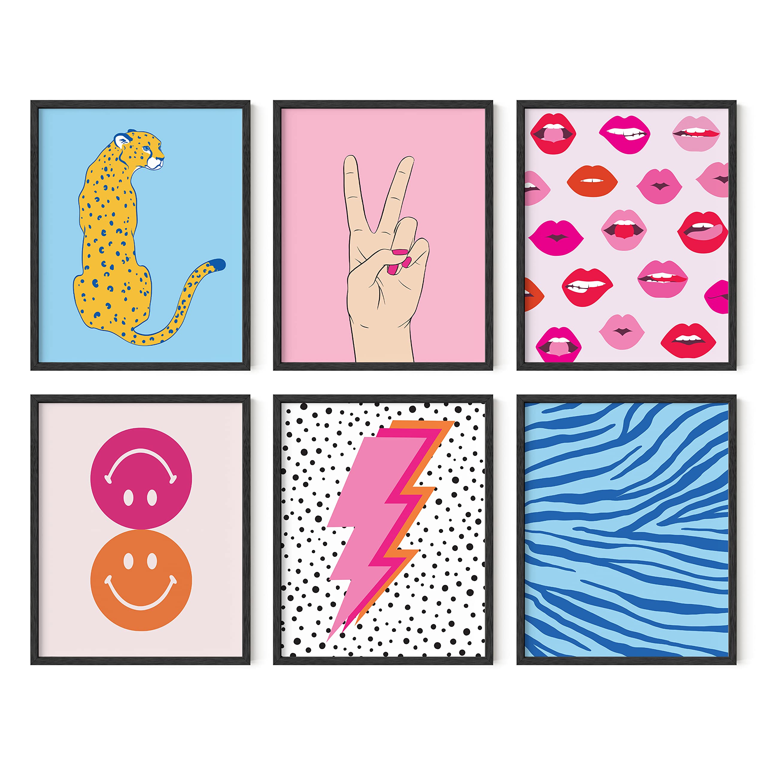 HAUS AND HUES Preppy Pictures for Wall - Set of 6 Pink Posters for Room Aesthetic, Dorm Posters for College Girls, Preppy Poster