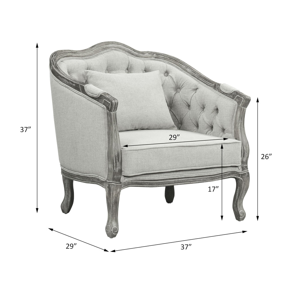 Acme Furniture Upholstered Button Tufted Back Chair, Gray/Gray Oak