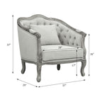 Acme Furniture Upholstered Button Tufted Back Chair, Gray/Gray Oak