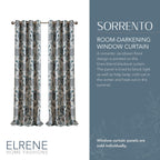 Elrene Home Fashions Sorrento Jacobean Floral Room-Darkening Window Curtain, 52 In X 95 In, Blue/Taupe