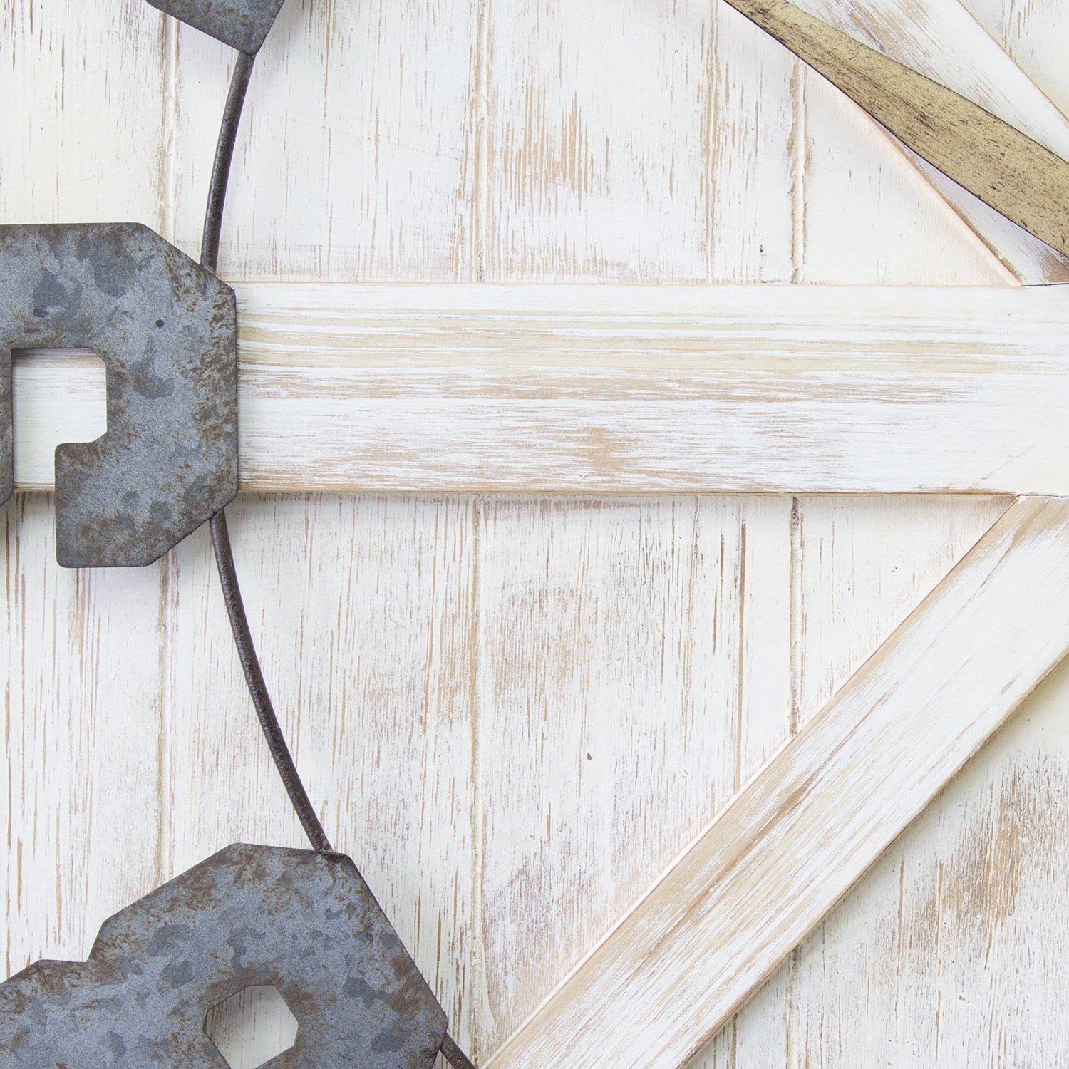 Square Distressed Wood And Metal Wall Clock With Vintage Touch