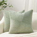 Topfinel 16X16 Inch Decorative Throw Pillow Covers Soft Corduroy Boho Stripe Textured Sagegreen Pillow Covers Set Of 2 Spring Fa
