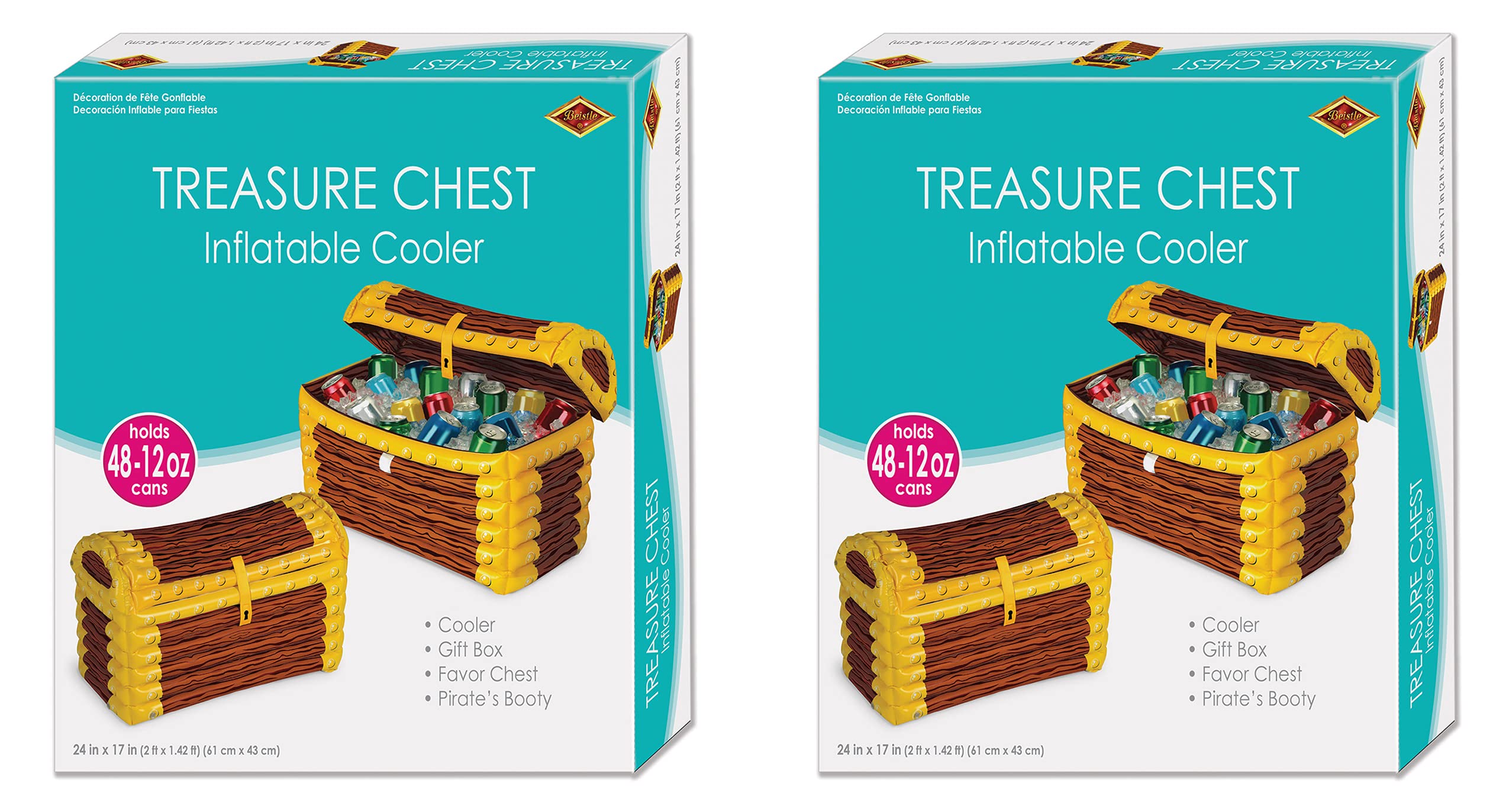 Beistle Inflatable Treasure Chest Cooler Party Accessory Pack Of 2