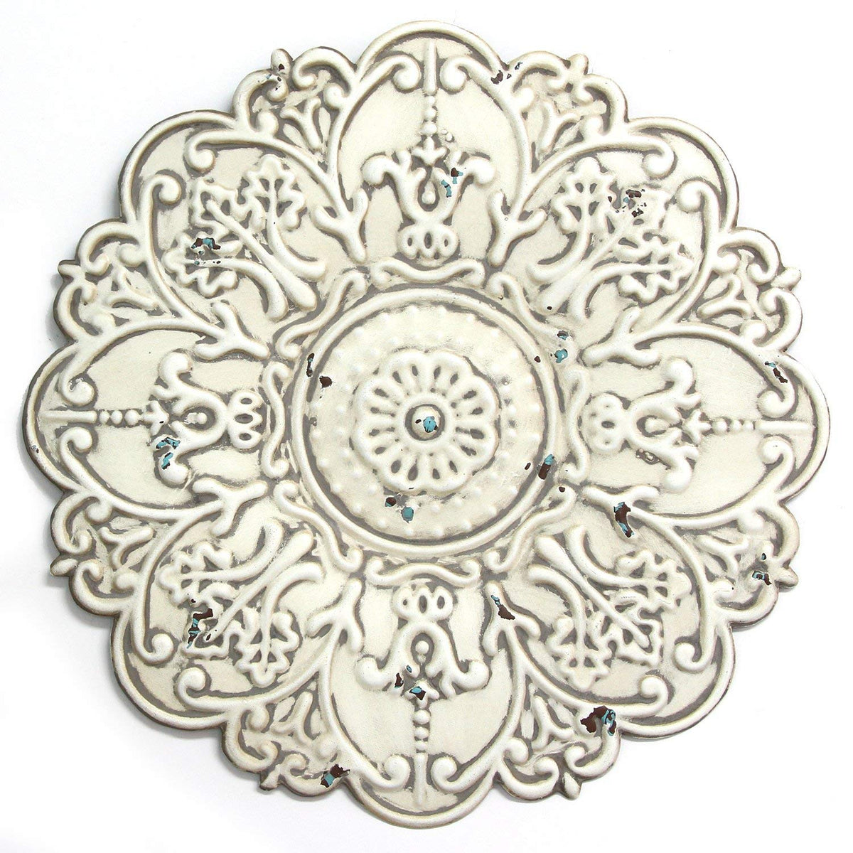 HomeRoots 13' X 0.5' X 13' Small White Medallion Wall Decor