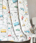 Tranquebar Curtain Co. Kids Room Curtain, 6065% Room Darkening, Multicolor Vehicles Print, Cotton Curtains 8 Feet Long Set of 2