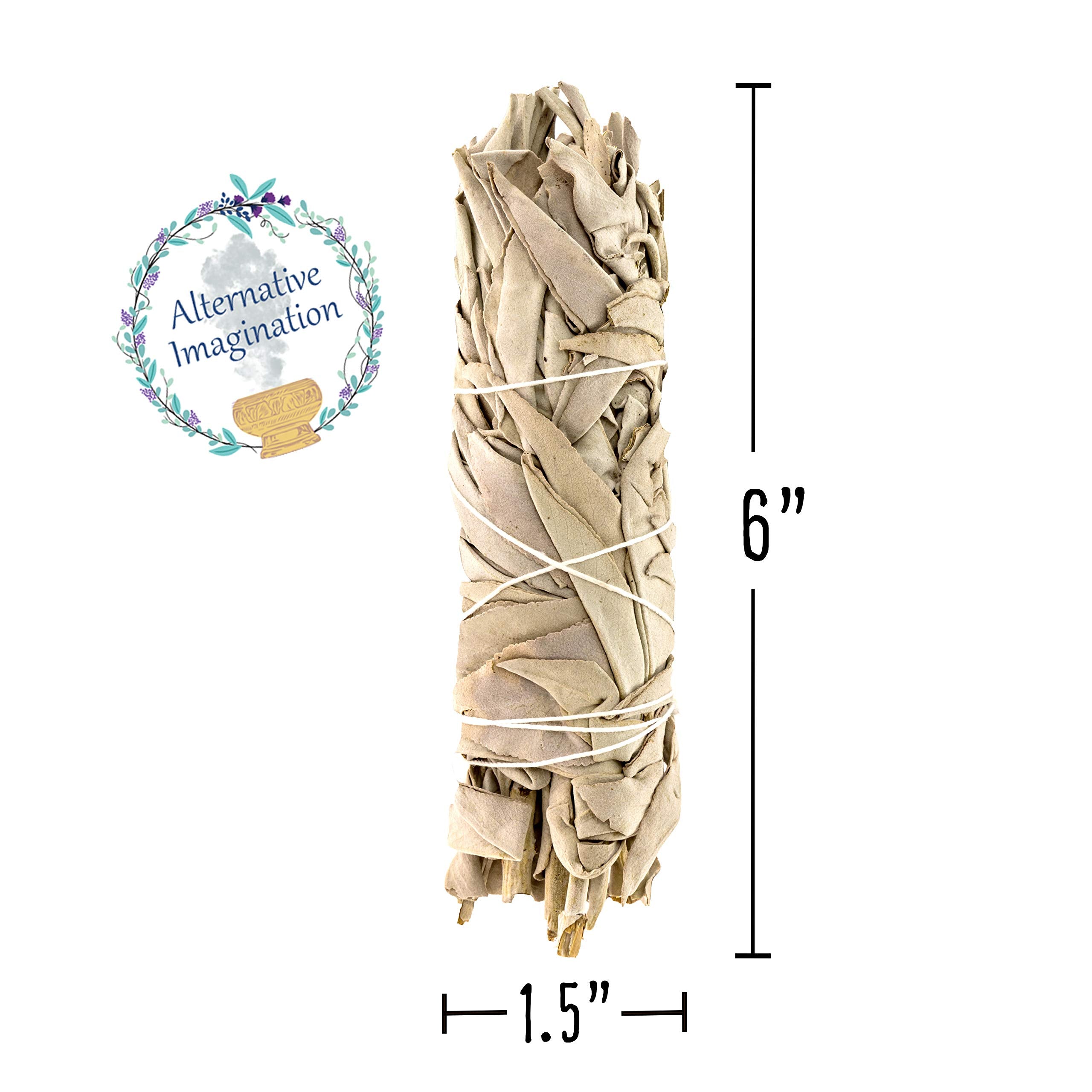 6'' White Sage Sticks - 2 Pack - Medium Smudge Incense Sticks For Spiritual Cleansing, Sage Smudge Kit Refills, Meditation, Witc