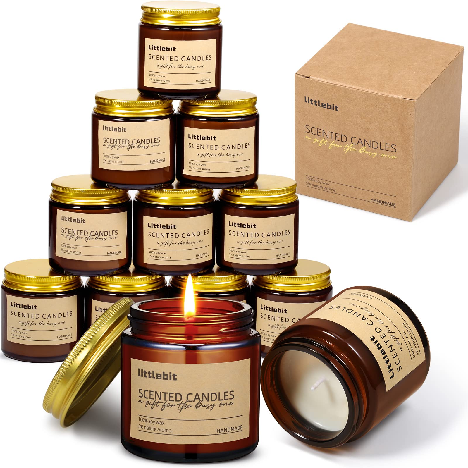 MTLEE 12 Pack Scented Candles Gifts for Women Aromatherapy Candle Bulk Soy Amber Jar Set Thank You Gifts for Valentines, Mother