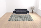 HomeRoots 508927 10 x 13 ft. Ivory Gray Charcoal Blue & Taupe Oriental Power Loom Stain Resistant Rectangle Area Rug, Rectangular