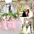 Findosom Wisteria Artificial Flowers Garland, 10Pcs Total 72Ft Pink Wisteria Hanging Flowers, Flower Garland Decorations For Hom