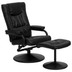 Flash Furniture Rachel Contemporary Multi-Position LeatherSoft Recliner Chair with Ottoman, 360-Degree Swivel Recliner Chair and Ottoman Set, Black