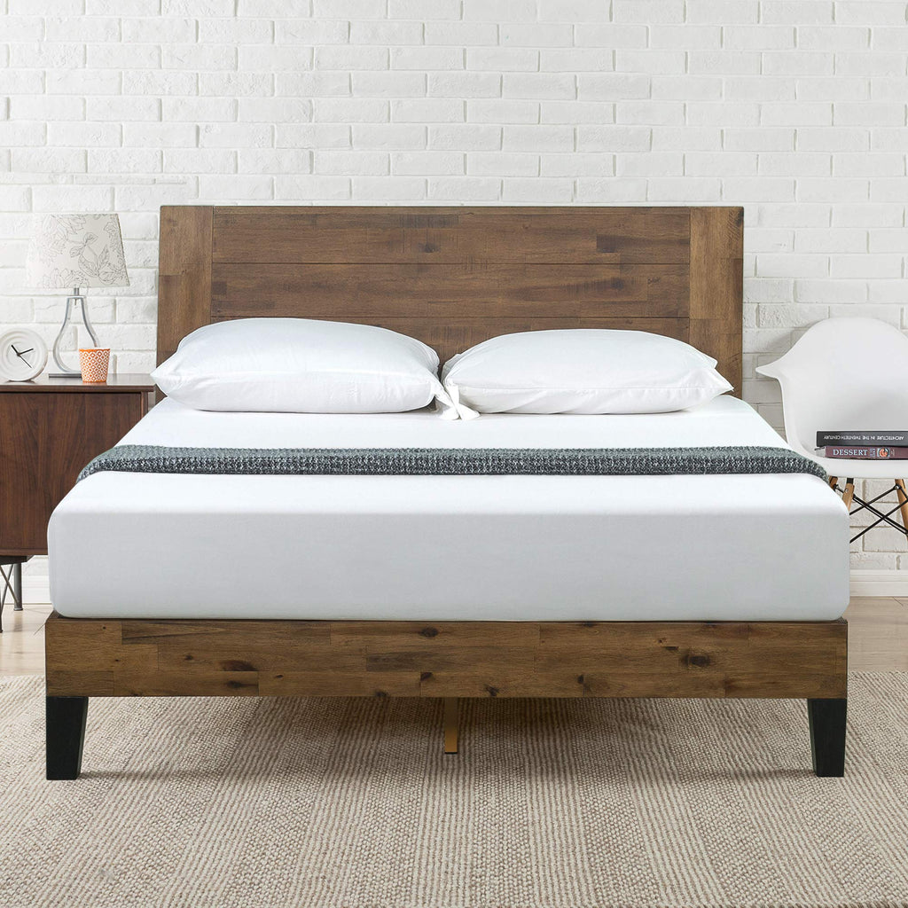 Zinus Tonja Wood Platform Bed Frame with Headboard, Engineered Wood, Brown, Full