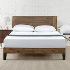Zinus Tonja Wood Platform Bed Frame with Headboard, Engineered Wood, Brown, Full