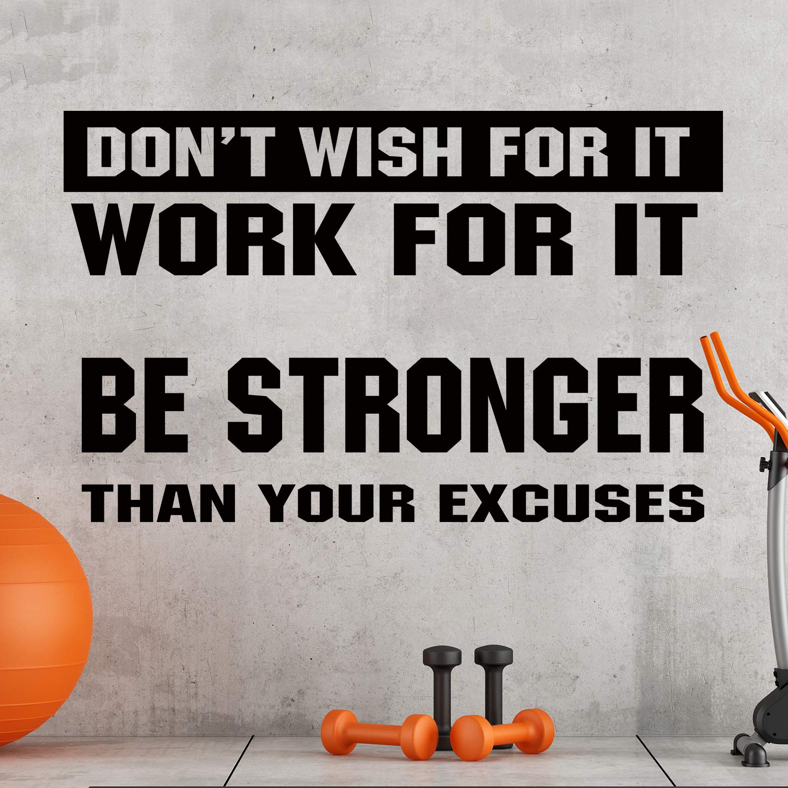 2 Pieces Gym Wall Decal Motivational Vinyl Wall Decals Be Stronger Than Your Excuses Sticker Dont Wish for it Work for it Large