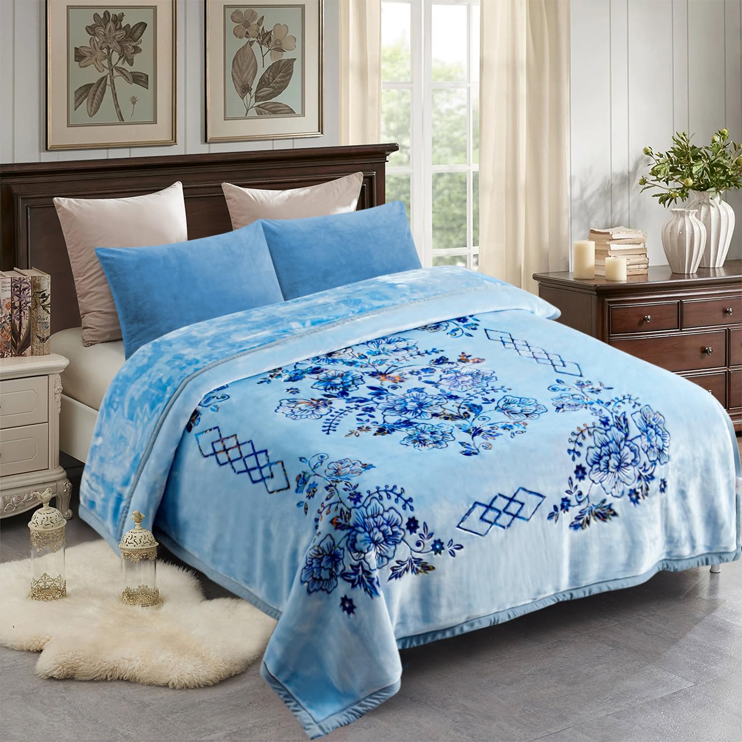 Jml Korean Style Mink Blanket Heavy King Size 87' X 94', 10.5 Pounds Plush Fleece Blankets For Winter- Silky Soft And Warm, 2