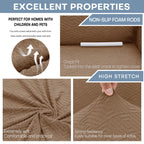 Znsayotx 1 Piece Jacquard Couch Covers For 3 Cushion Couch High Stretch Sofa Cover For Pets Dogs Anti Slip Extra Large Sofa Slipcovers Furniture Protector (X-Large,New Pattern Light Coffee)