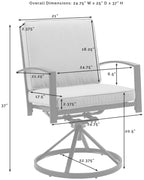 Crosley Furniture KO60026BZ-MI Kaplan Outdoor Metal Dining Swivel Chairs, Set of 2, Oiled Bronze with Mist Cushions