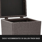 Crosley Furniture Palm Harbor Resin Wicker Outdoor Trash Can With Lid for Backyard, Patio, Deck, Balcony, Gray