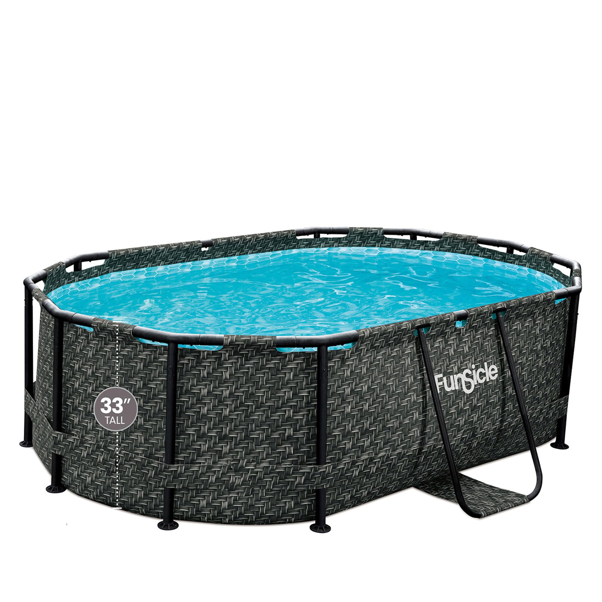 Funsicle Oasis 9 Foot By 10 Inch Oval Above Ground Pool With Skimmerplus Filter Pump, Type I Filter Cartridge, And Surestep Ladd