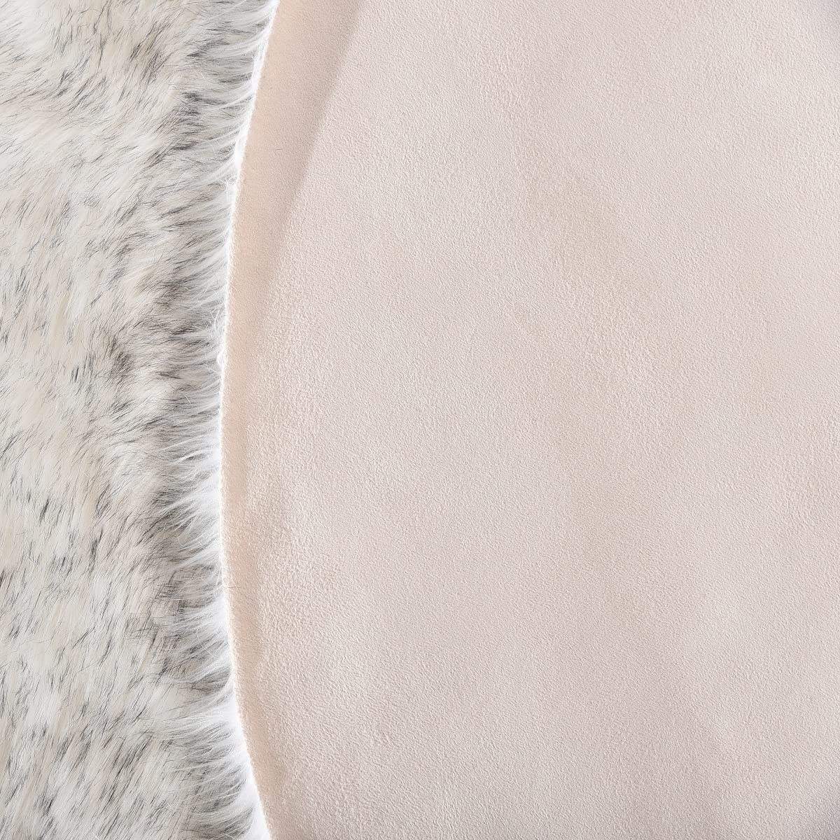 Orinova White And Grey Round Shag Rug 4Ft Faux Sheepskin Fur Rugs For Living Room Small Circle Washable Plush Rug For Nursery Cu