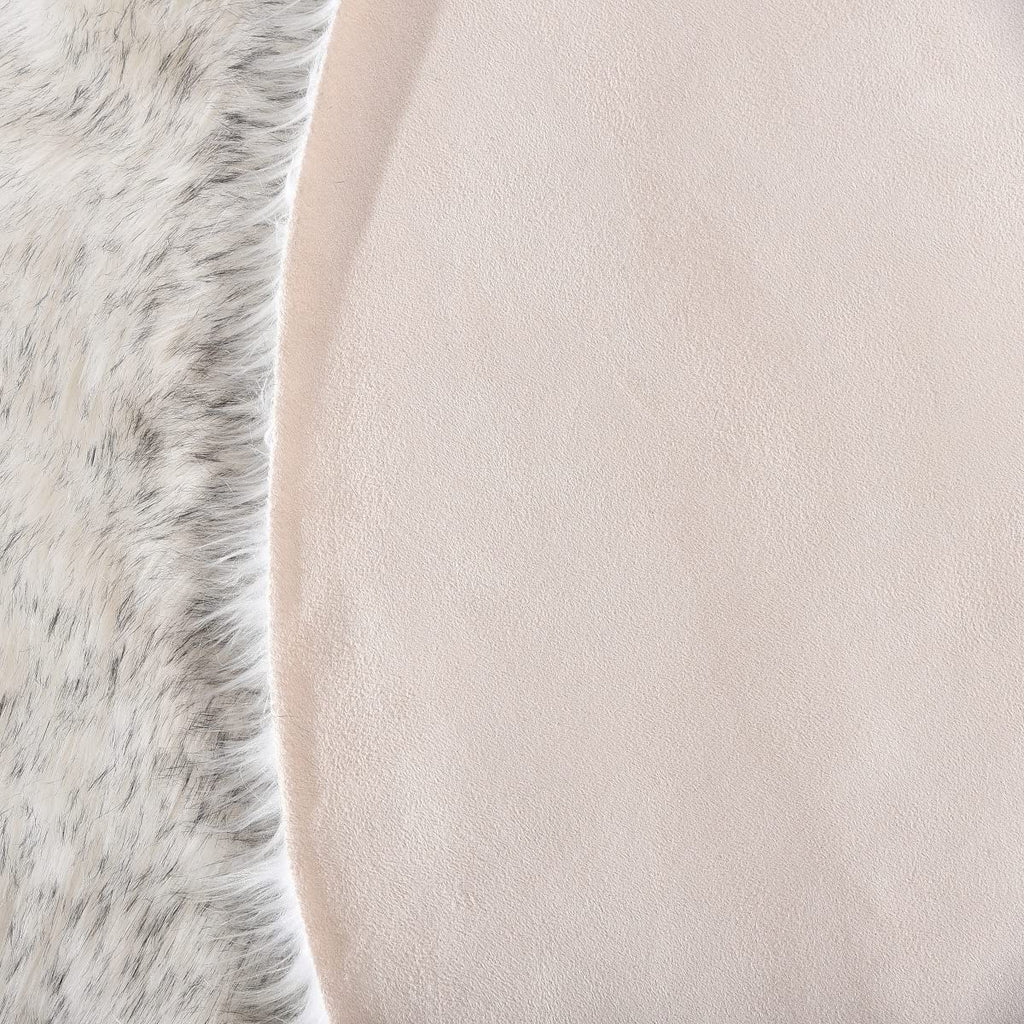 Orinova White And Grey Round Rugs 6Ft Circle Furry Rug For Living Room Washable Shag Faux Sheepskin Fluffy Fur Rugs For Bedroom