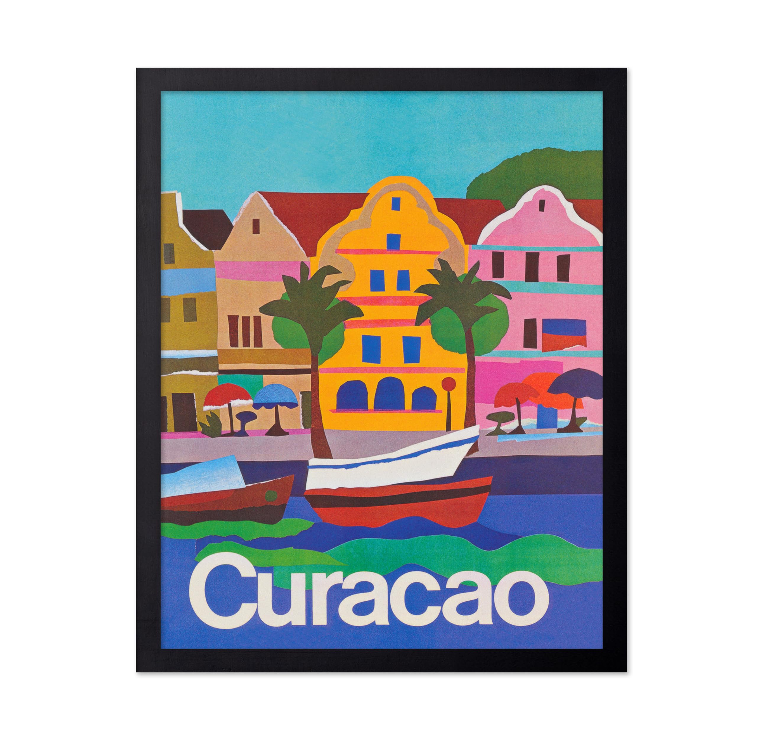 Poster Master Curacao Wall Art - Caribbean Island Airplane Vintage Travel Advertisement - Caribbean Travel - Great Wall Decor Gi