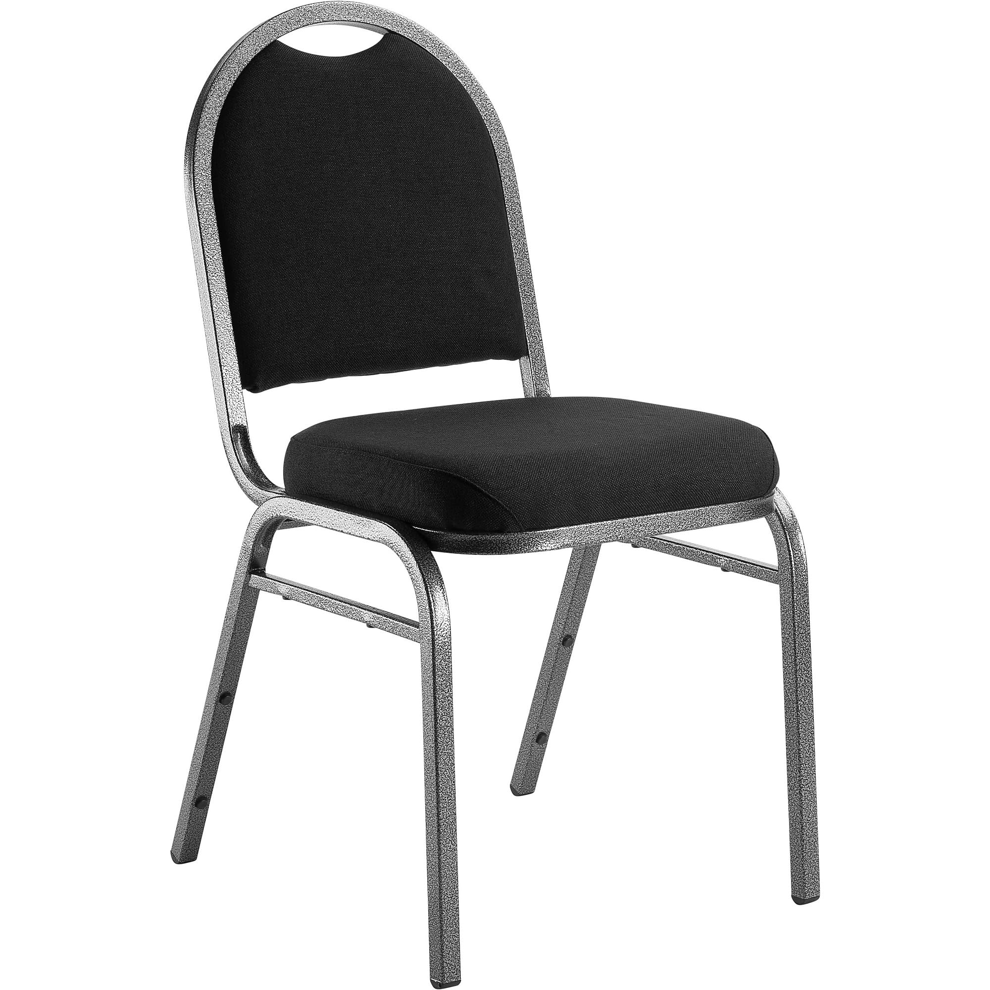 National Public Seating Dome-Back Stacking Chairs, Fabric, Ebony Black/Silvervein