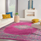 Nourison Passion Fuchsia 9' X 12' Area Rug, Boho, Traditional, Easy Cleaning, Non Shedding, Bed Room, Living Room, Hallway (9X12)