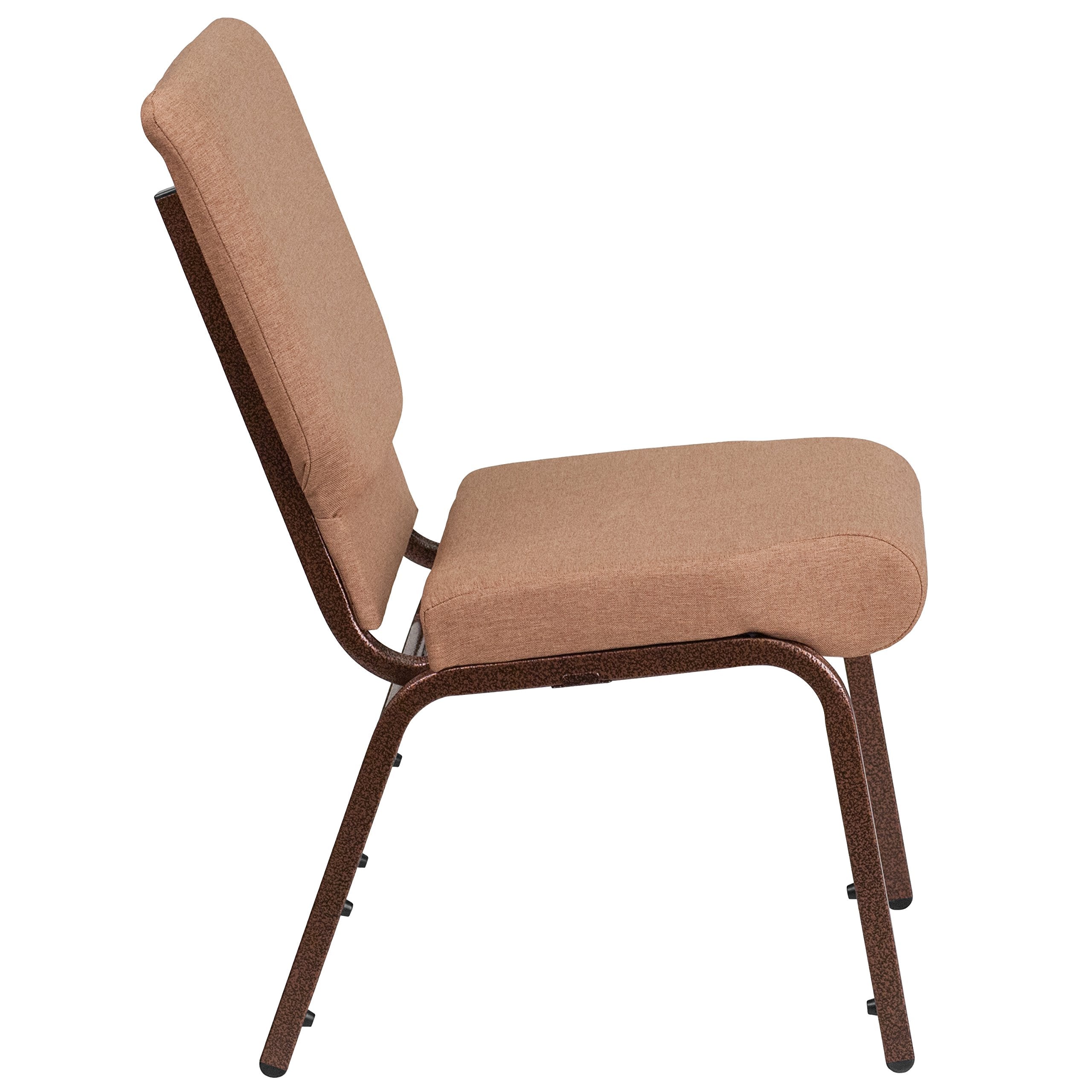 Flash Furniture Hercules Series 18.5''W Stacking Church Chair In Caramel Fabric - Copper Vein Frame