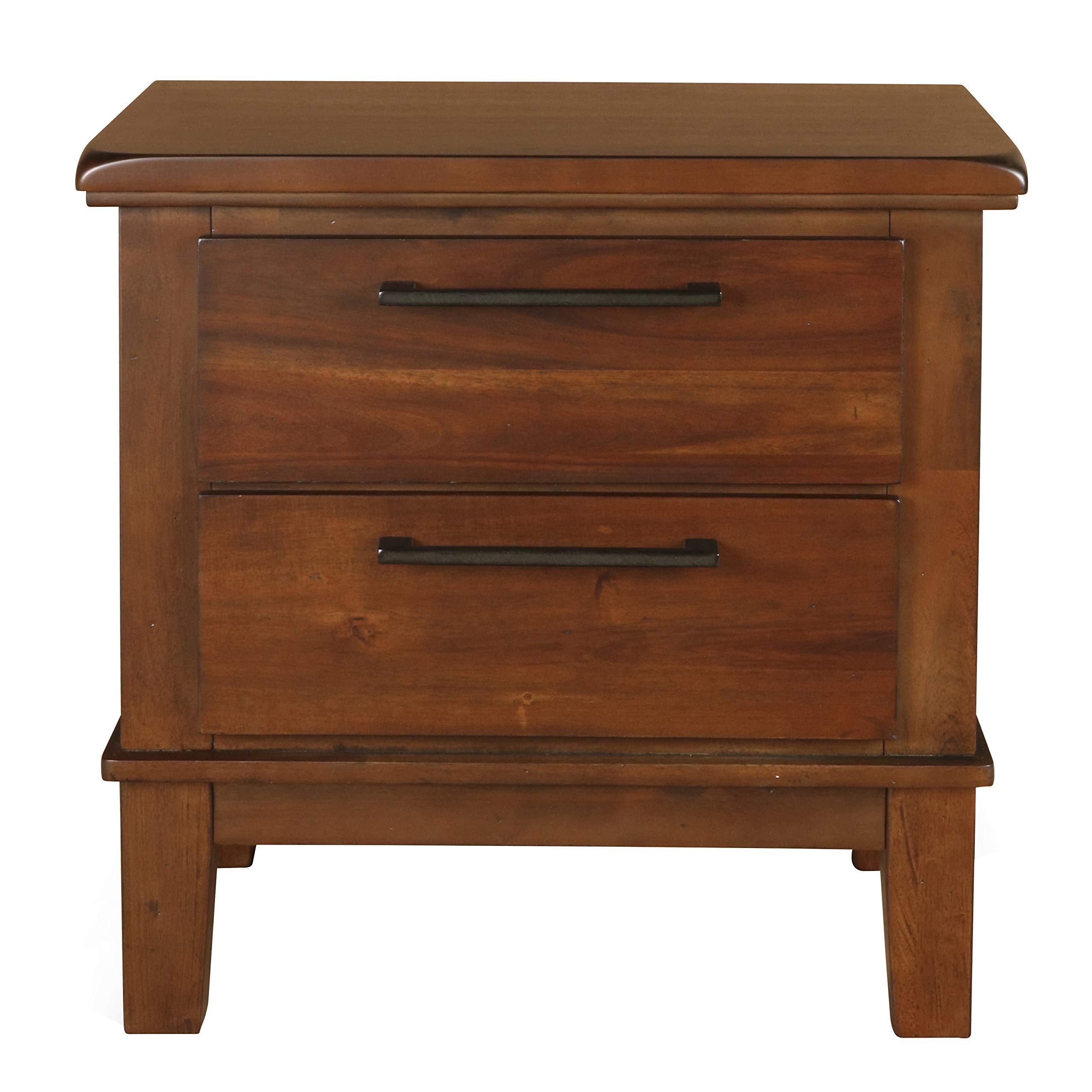Benjara Wooden Nightstand With Chamfered Legs And 2 Spacious Drawers, Brown