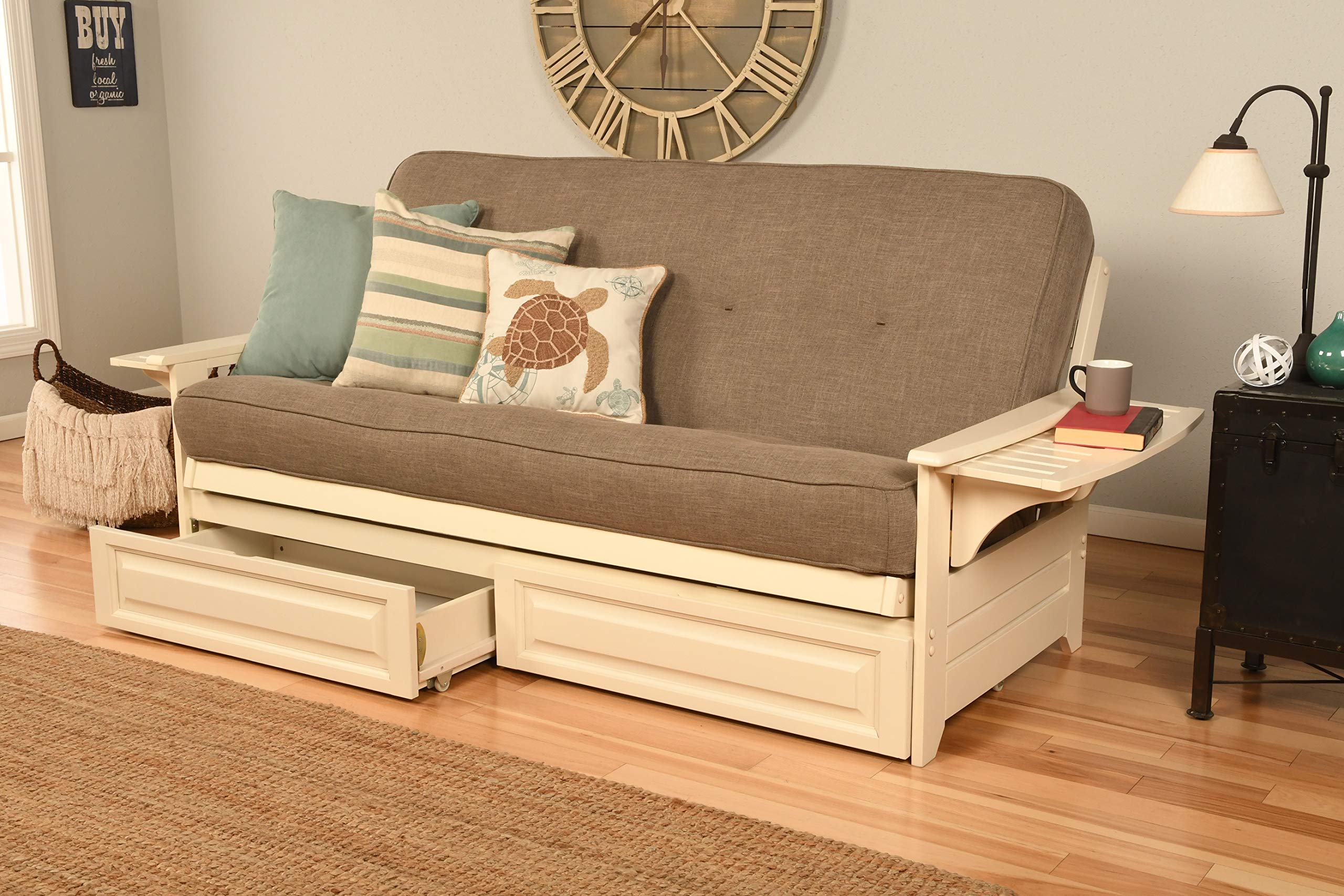 Kodiak Furniture Phoenix Futon With Linen Fabric Mattress In Gray/Antique White