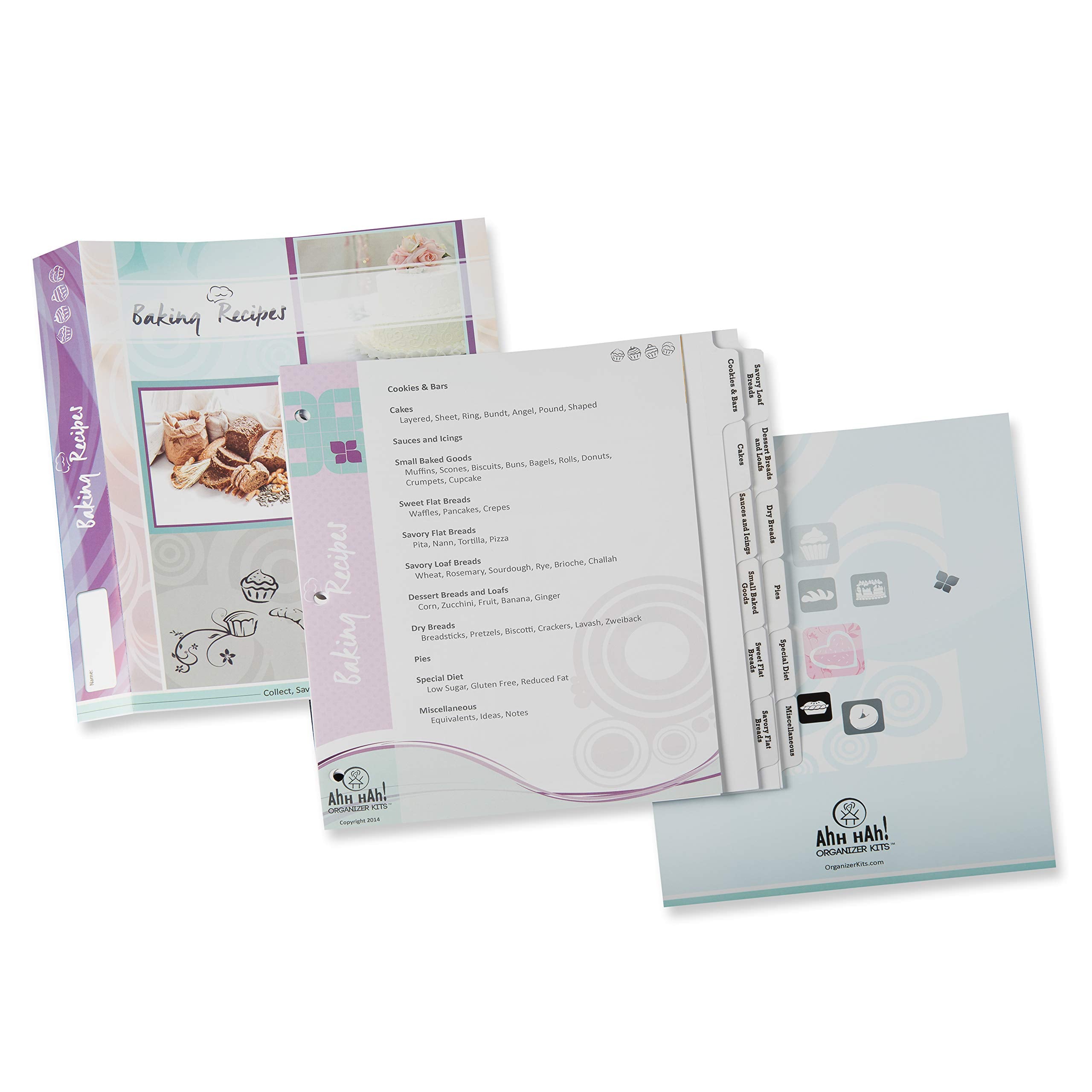 Baker'S Recipe Organizer Kit: Long Index Tabs For Three-Ring Binder With Cover