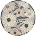 Nourison Aloha Outdoor Beige 5'3' X Round Area Rug, Easy Cleaning, Non Shedding, Bed Room, Living Room, Dining Room, Deck, Back