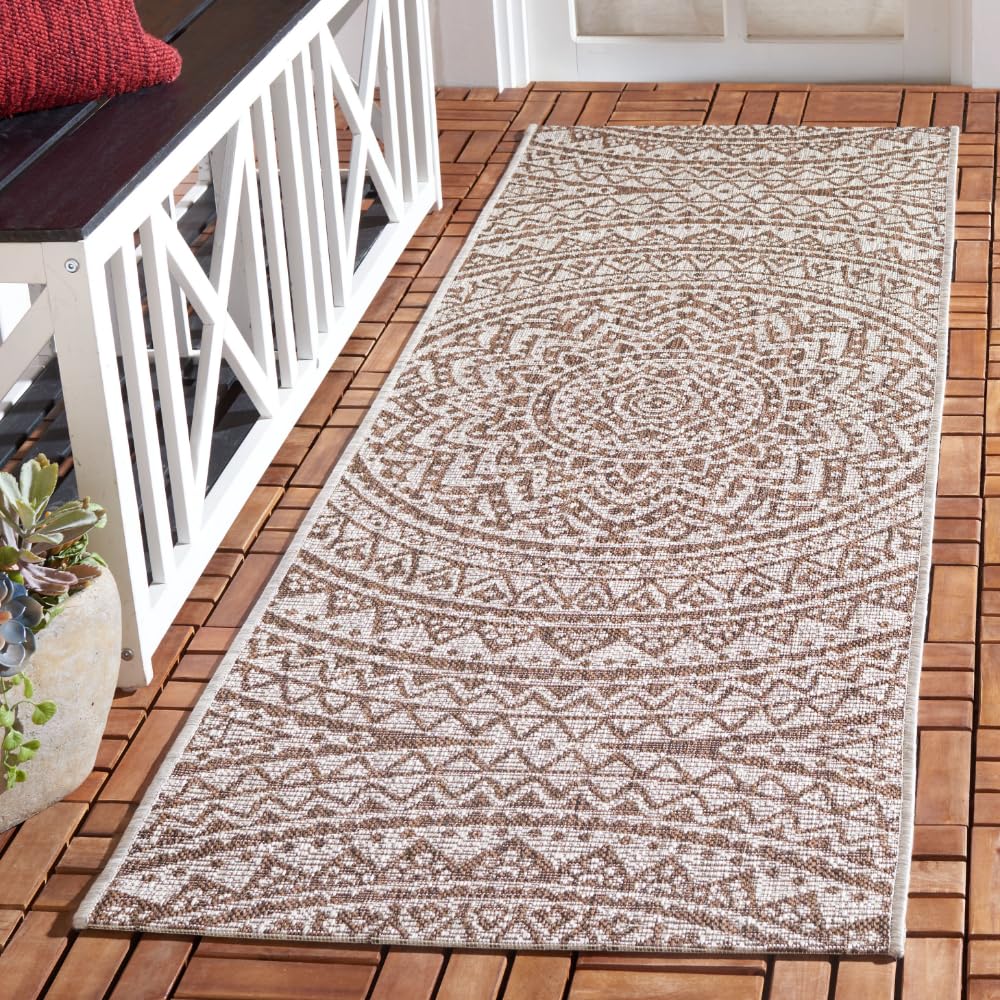 Safavieh Courtyard Collection 2' 3' X 16' Light Beige / Light Brown Cy8734 Indoor/ Outdoor Easy Cleaning Patio Backyard Mudroom Runner Rug