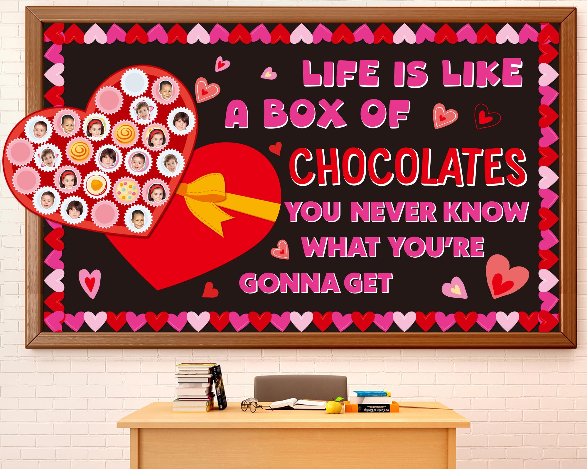 Naozinebi Valentine's Day Chocolate Box Bulletin Board Decorations, Paper, Colorful