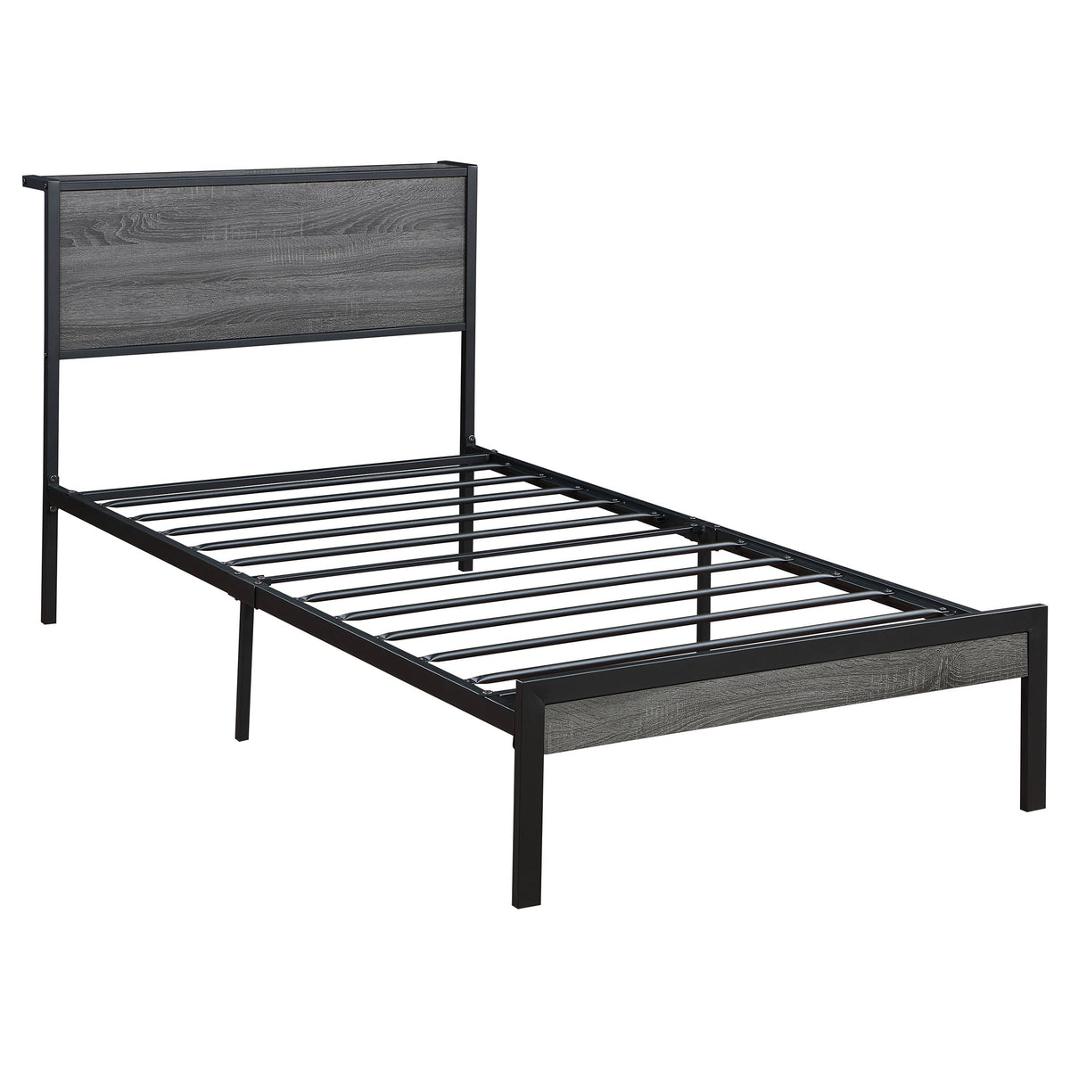 Coaster Home Furnishings Ricky Rustic Wood Twin Size Panel Bed Frame Platform Bed 38-Inch Headboard Grey 302143T